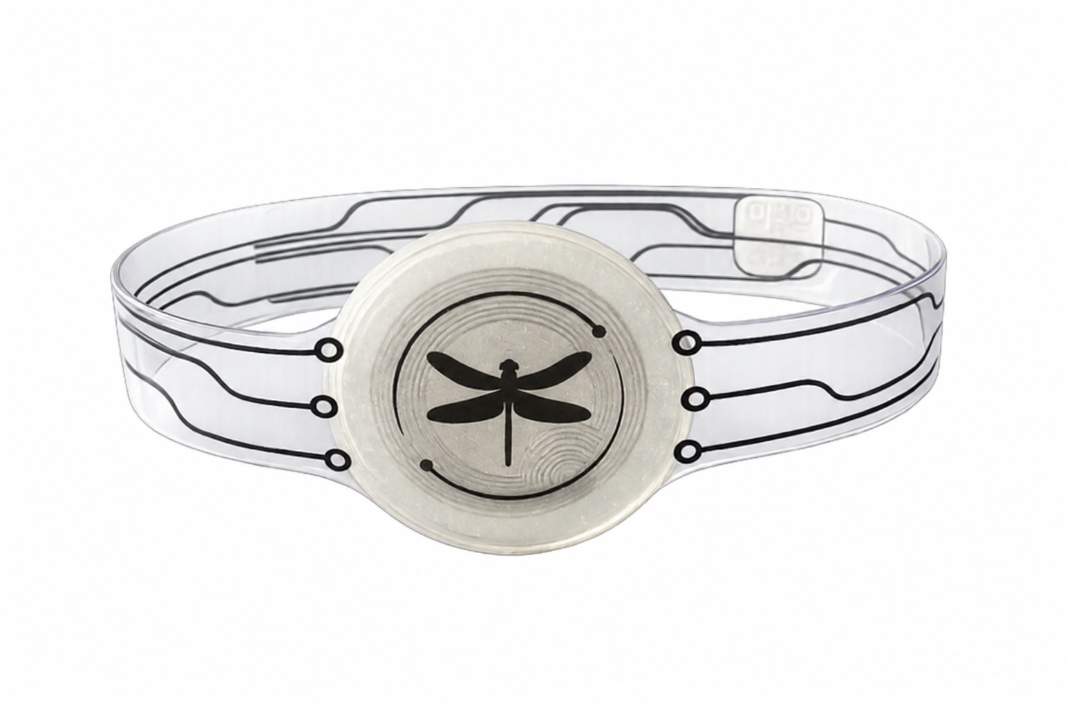 Halo transparent wristband with a Red Dragon Fly center disc
