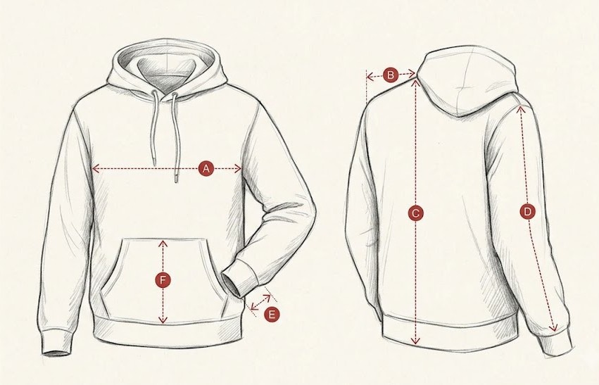 Hoodie Reset measurement guide diagram
