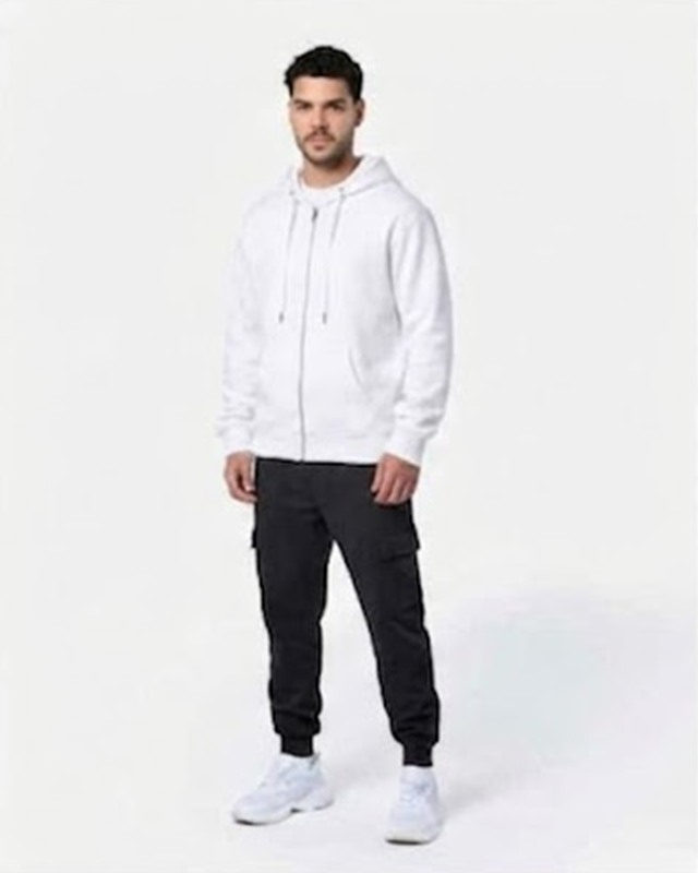 Hoodie Reset in White full-body view