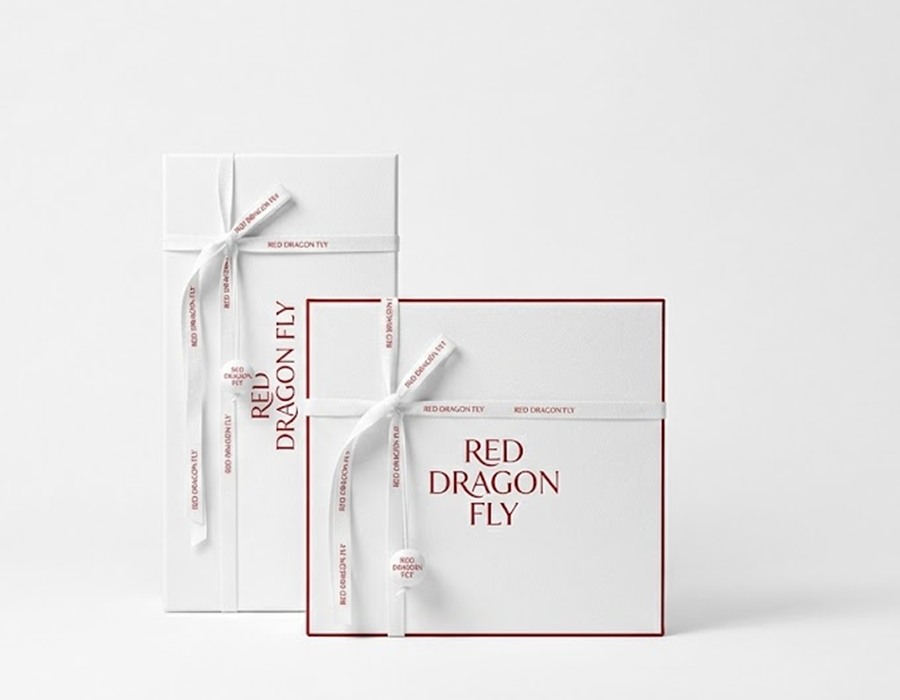 Red Dragon Fly signature white packaging